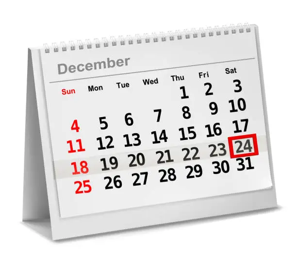 Vector illustration of A date circled on a calendar with red ink. Vector illustration.