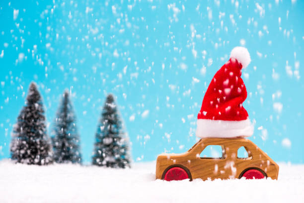 istock Santa Claus driving trhough winter forest 1030992000