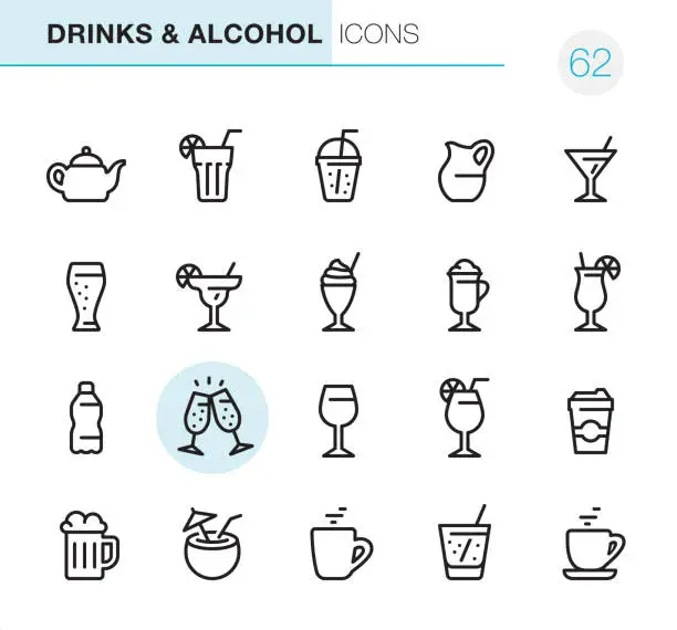 Vector illustration of Drinks & Alcohol - Pixel Perfect icons