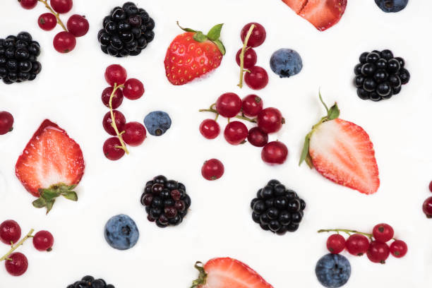 istock Fresh fruits swim in fresh yoghurt cream 1031002756