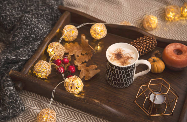 istock Autumn lifestyle home decor with woolen sweaters and blanket 1031006986