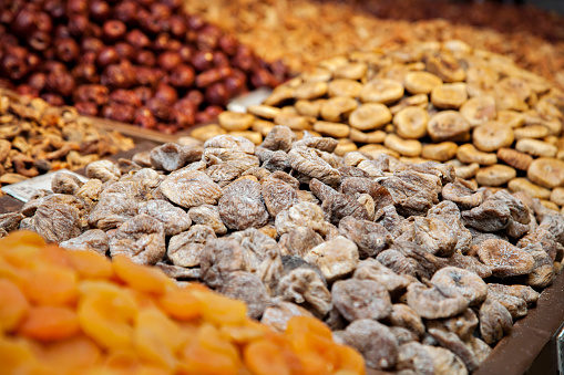 Dried figs in a market in Istanbul Bazaar