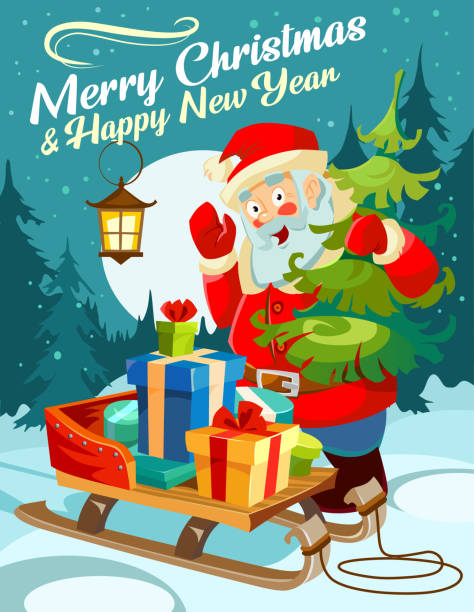 istock Christmas greeting card. Happy New Year design concept. Cute card with Christmas elements and Santa.Vector illustration 1031034072