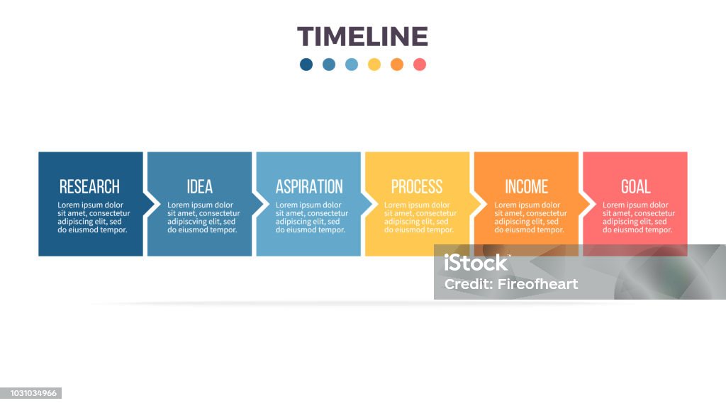 Business-Infografiken. Timeline mit 6 Schritten, Optionen, Plätze. Vektor-Vorlage. - Lizenzfrei Informationsgrafik Vektorgrafik