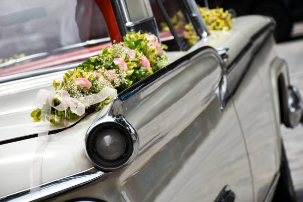istock Old American limousine decorated as a wedding car 1031037170