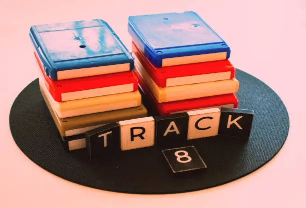 8 track tapes with lettering