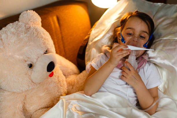 istock Mask inhalator on the child s face 1031066374