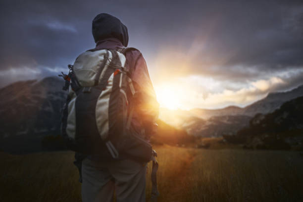 istock Traveling alone in the mountains at sunset 1031069974