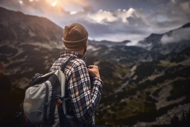 istock Traveling alone in the mountains at sunset 1031070102