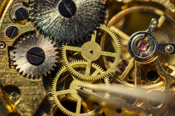 istock Process of installing a part on a mechanical watch, watch repair 1031076736