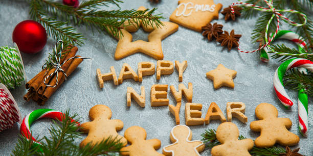 istock Christmas new year background greeting card gingerbread candy 1031091240