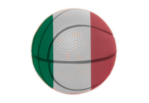 Italian flag on basketball ball isolated on a white background