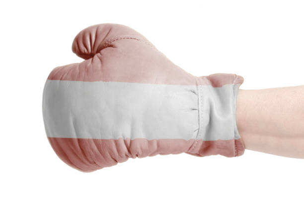 Flag of Austria on boxing glove isolated on a white background