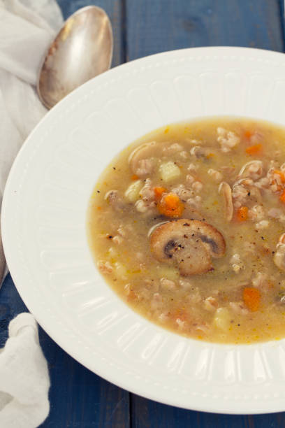 istock mushroom soup in white plate 1031108916