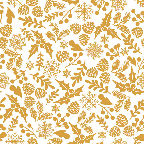 겨울 홀리 열매와 완벽 한 패턴입니다. - christmas holly backgrounds pattern stock illustrations