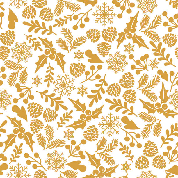 zimowy bezszwowy wzór z jagodami ostrokrzewu. - christmas holly backgrounds pattern stock illustrations