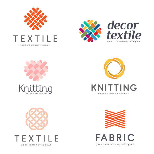 satz von vektor-design-elemente für shop-stricken, textile - knitting stock-grafiken, -clipart, -cartoons und -symbole