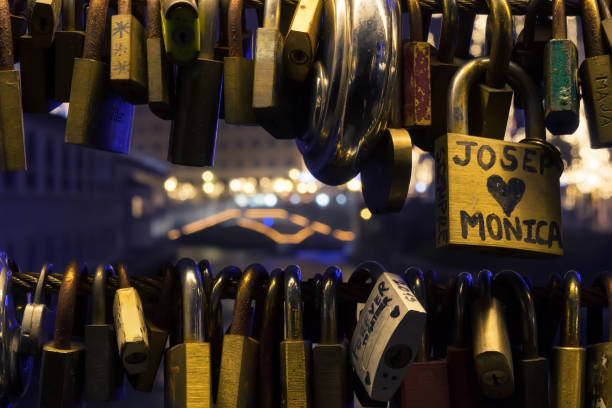 istock Love locks on the bridge at night 1031116834