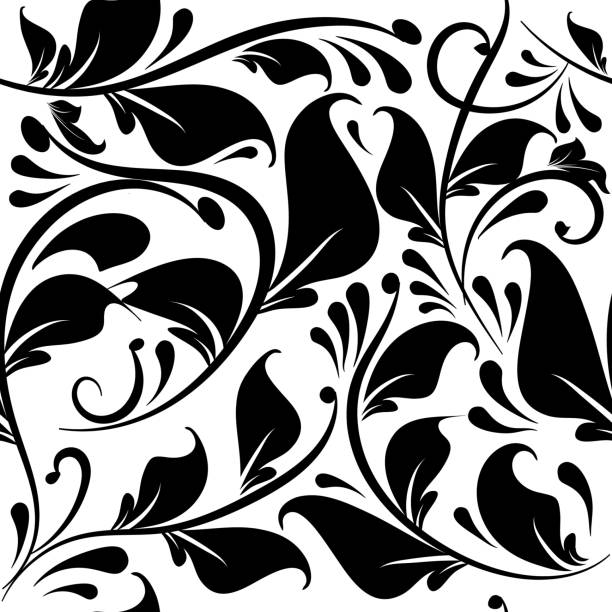 ilustrações de stock, clip art, desenhos animados e ícones de vintage black and white floral vector seamless pattern. beautifu - wallpaper pattern old fashioned black renaissance