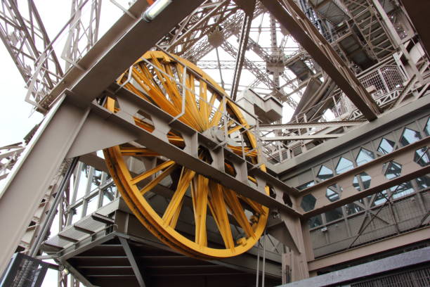A large pulley used on the elevator of the Eiffel Tower.