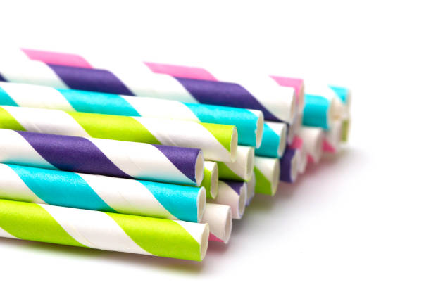 istock Stripped Paper Straws on a White Background 1031196036