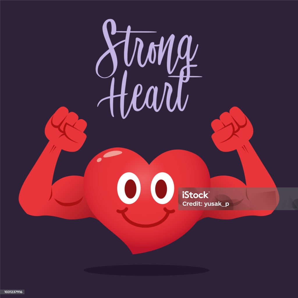 Heart Getting Stronger Strong Heart With Muscle Arm Stock Illustration - Download Image Now ...