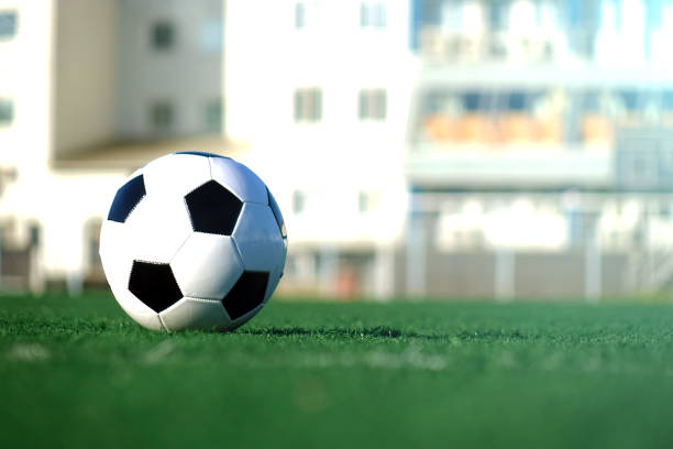 istock Football on a green field 1031238328