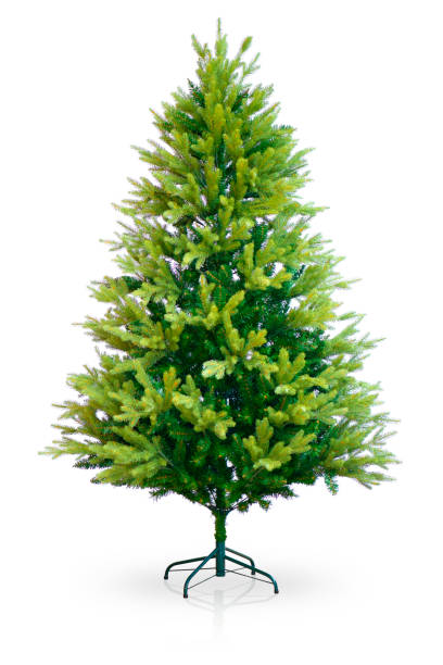 albero di natale isolato su bianco - christmas tree christmas tree artificial foto e immagini stock