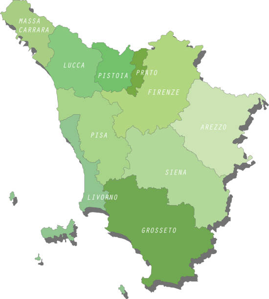 illustrazioni stock, clip art, cartoni animati e icone di tendenza di mappa della toscana divisa in province - provincia di pistoia