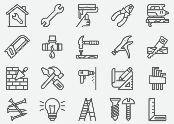 Vector illustration of Home Repair Line Icons