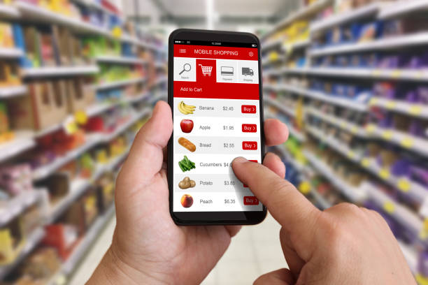istock E-commerce internet shopping cart mobile phone app supermarket 1031269626