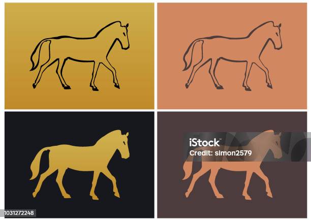 Horse Silhouette Stock Illustration - Download Image Now - Black Color, Chinese Zodiac Sign, Cut Out