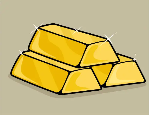 Vector illustration of Three gold bar