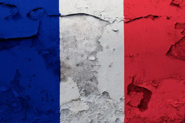 Photo of Painted national flag of France on a concrete wall