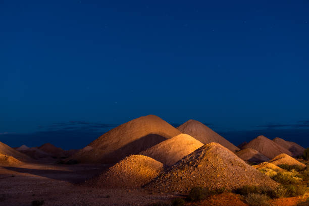 Mounts of mine tailings debris in the Australian outback