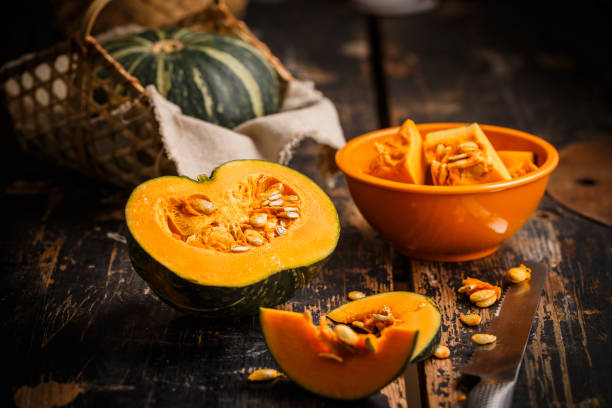 pumpkin on the table pumpkin on the table gourd photos stock pictures, royalty-free photos & images