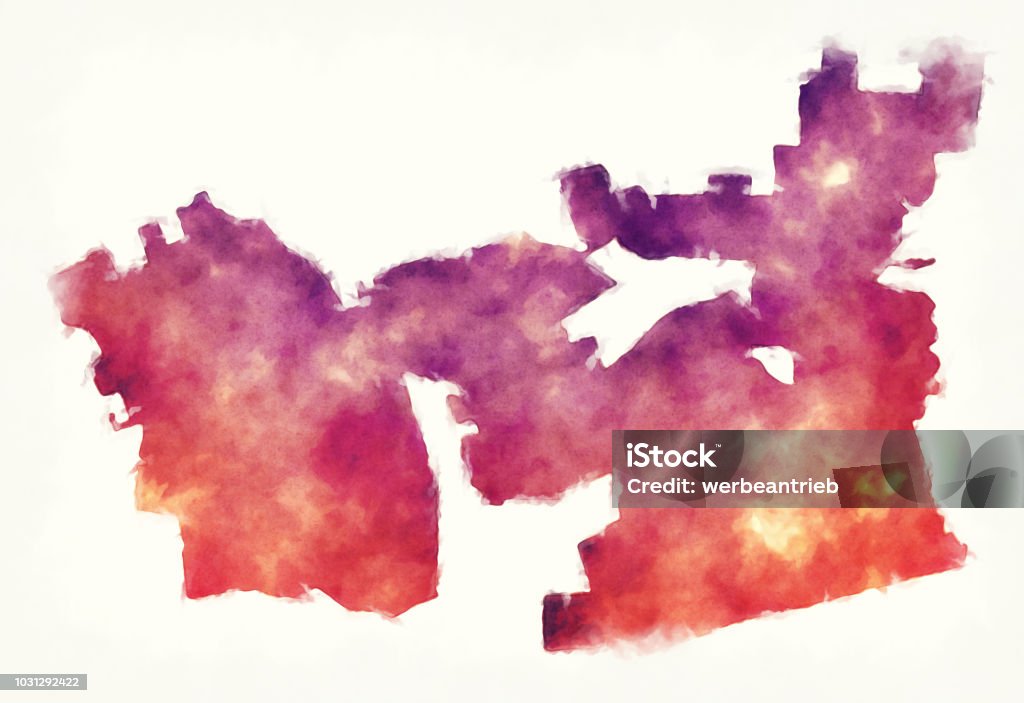 Chula Vista California city watercolor map in front of a white background Computer Graphic stock illustration