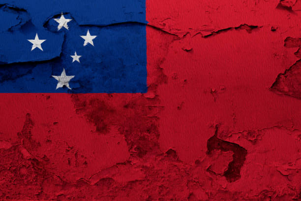 istock Painted national flag of Samoa on a grunge wall 1031294664
