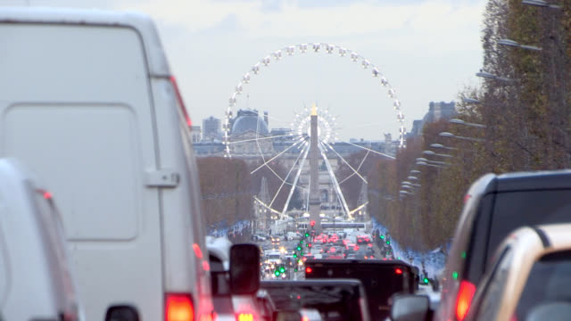 Traffic jam on avenue in Paris