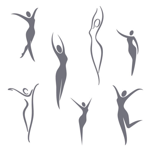 ilustrações de stock, clip art, desenhos animados e ícones de vector symbol design elements. young girl set - skinny icon