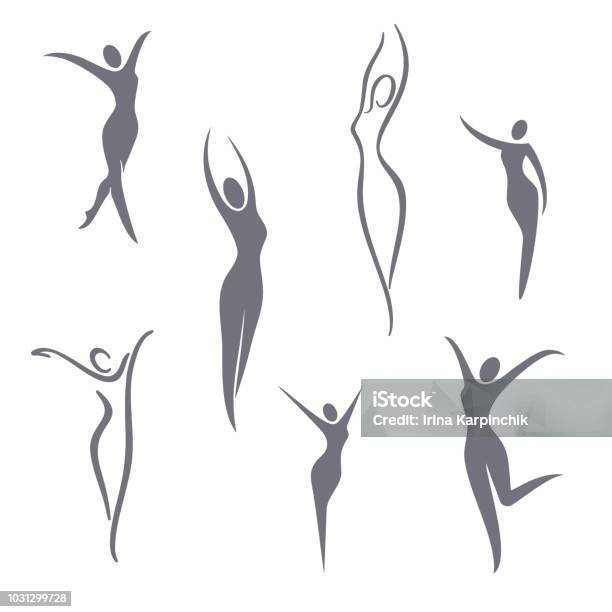 Vector Symbol Design Elements Young Girl Set Stock Illustration - Download Image Now - Women, The Human Body, Logo