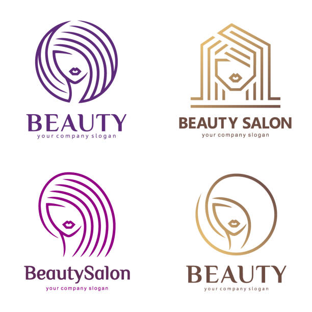 stockillustraties, clipart, cartoons en iconen met vector icon set voor beauty salon, kapsalon, cosmetische, spa - beauty face woman