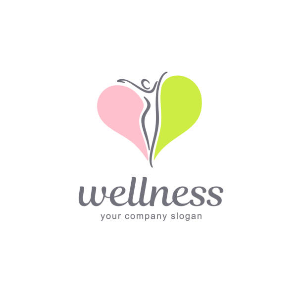 Fitness and wellness vector emblem design. Fitness and wellness vector emblem design. balance silhouettes stock illustrations