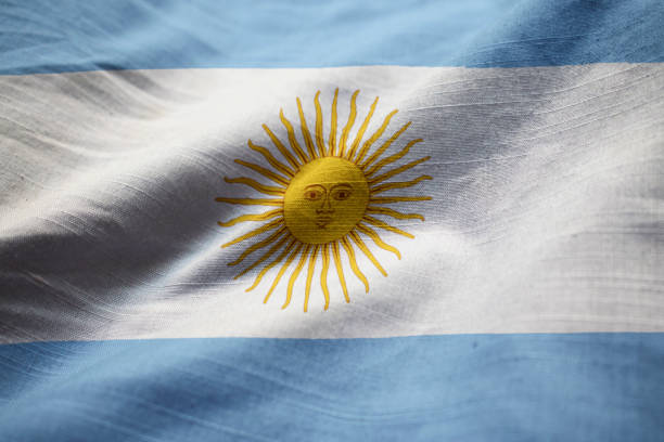 istock Closeup of Ruffled Argentina Flag, 1031307176
