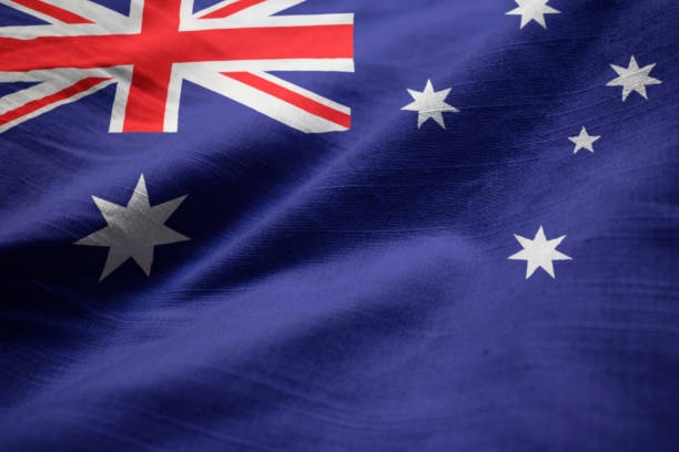 istock Closeup of Ruffled Australia Flag 1031307284