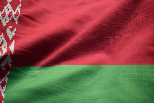 Closeup of Ruffled Belarus Flag Closeup of Ruffled Belarus Flag, Belarus Flag Blowing in Wind minsk photos stock pictures, royalty-free photos & images