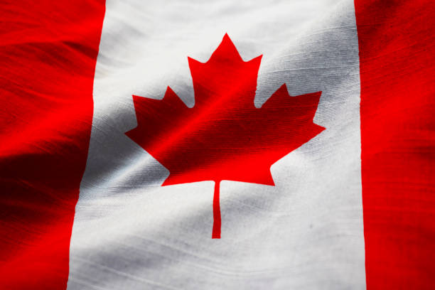 istock Closeup of Ruffled Canada Flag 1031308042