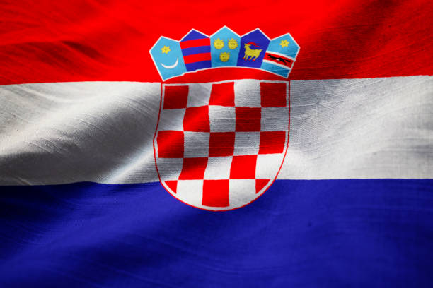 istock Closeup of Ruffled Croatia Flag 1031312506