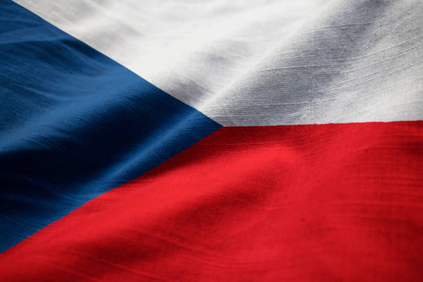 istock Closeup of Ruffled Czech Republic Flag 1031312744