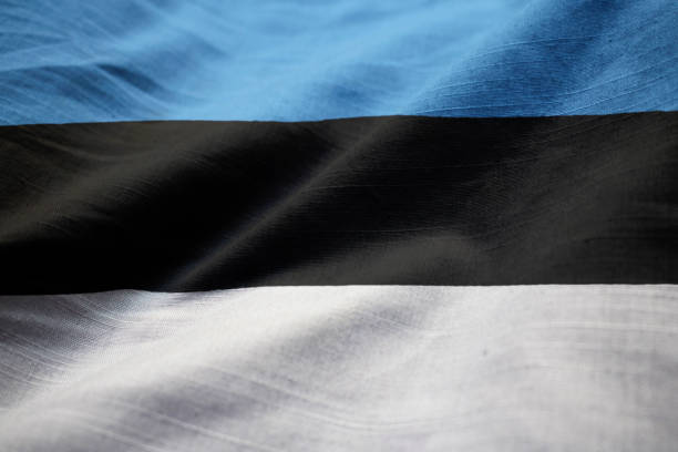 istock Closeup of Ruffled Estonia Flag 1031312962